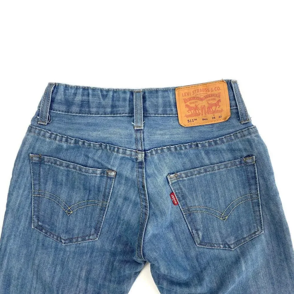 Levi's 511 Slim Boys Size 8‎ Adjustable Waist Medium Wash Blue Denim Jeans